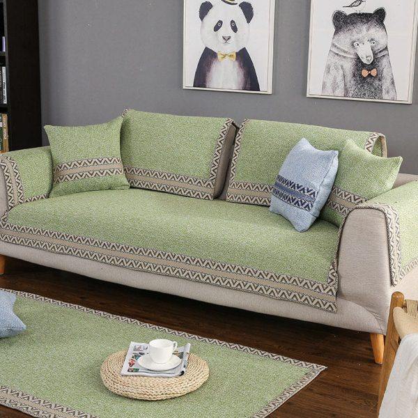 绿色亚麻沙发垫四季加厚棉麻布艺皮木组合沙发坐垫靠巾果色宽包边,居家布艺,沙发垫,淘宝优惠券,粉丝福利购,淘宝优惠卷