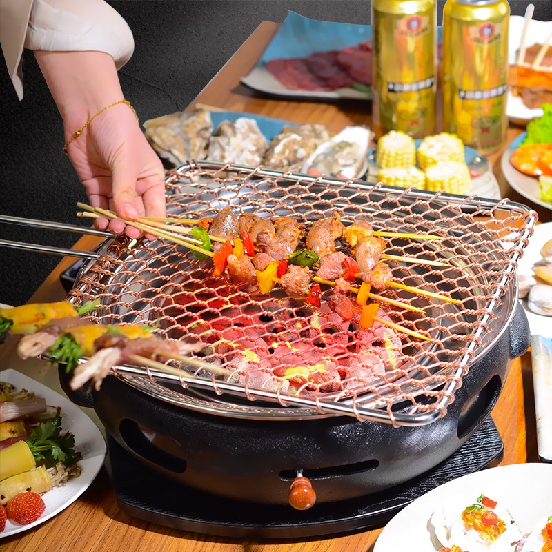 W3Tk韩式铸铁炭炉无烟烧烤炉商用碳烤肉锅木炭火冬日围炉煮茶家用