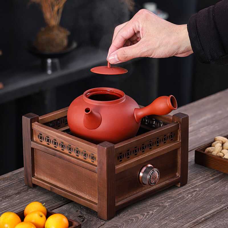 朱泥陶壶粗陶煮茶壶手工紫砂烧水壶提梁砂铫壶围炉炭炉电陶炉专用
