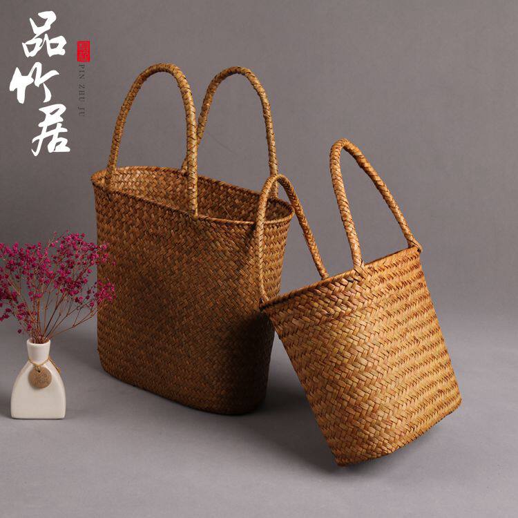 海草收纳篮草编包 收纳包超市购物篮包环保菜篮子杂物收纳包篮筐
