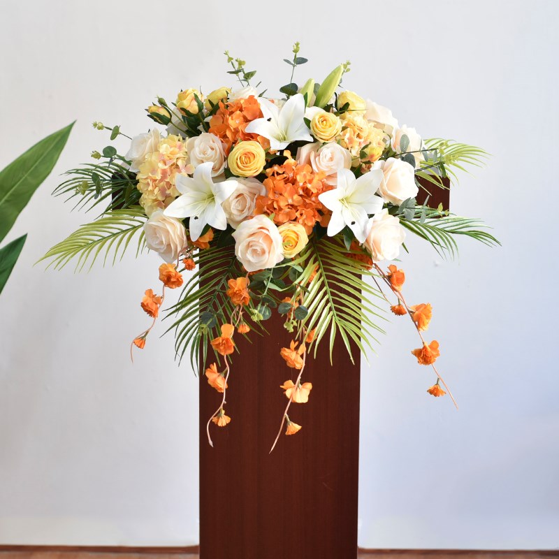 高档会议讲台花宴会花布置演讲主席台仿真花假花酒店装饰花艺摆件