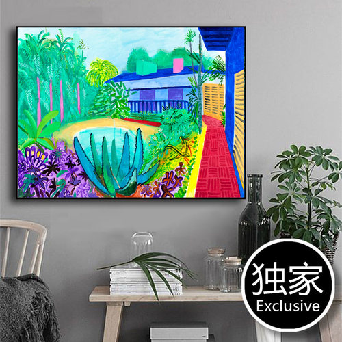 小众轻奢画 Hockney挂画大卫霍克尼装饰画现代艺术无框画餐厅民宿