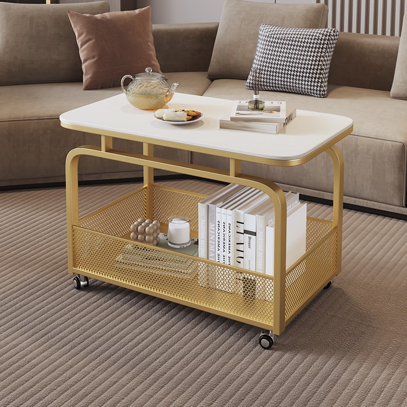 岩板茶几客厅可移k动小茶几家用新款小茶桌小户型简约双层收纳推