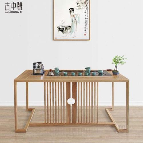 新中式实木茶台简约现代功夫茶桌禅意泡茶椅组合办公室茶艺桌定制