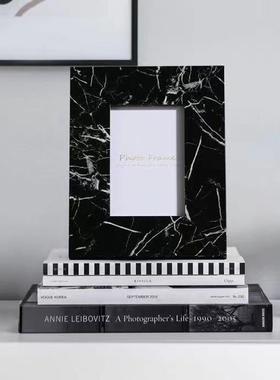 现意轻奢仿大石纹实木相框创HR54567摆件家居书房卧室床头6摆台寸