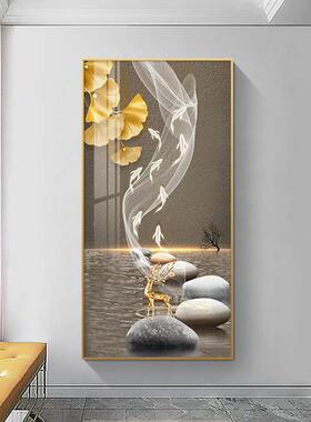 入户玄装饰画现代轻奢竖关版麋正挂对门壁画高档SF728096大气走廊