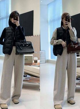 弧燕小奢暖体验/甄立选高羊/体毛度小麦C端ZU子羊毛休闲QOZ裤女阔