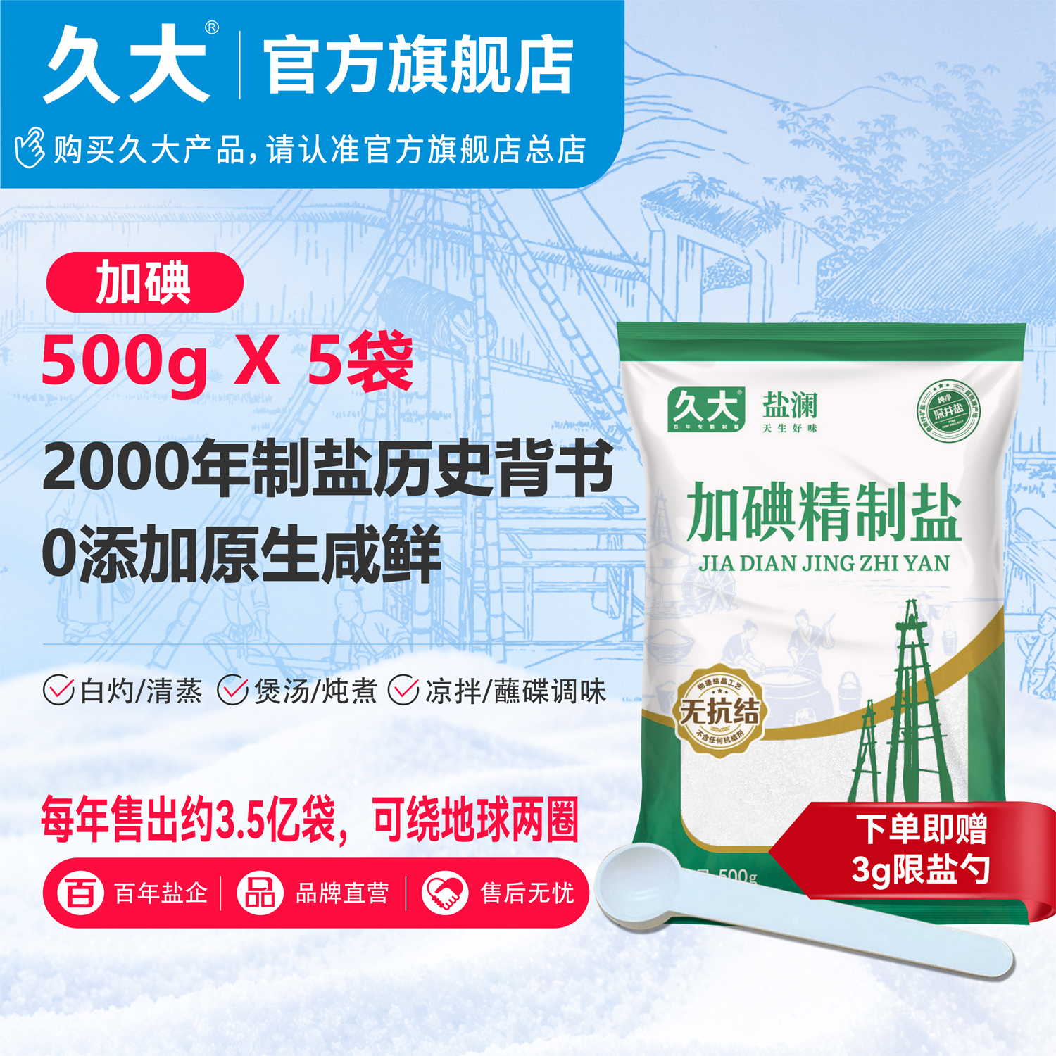 久大加碘0抗结剂精制食用盐