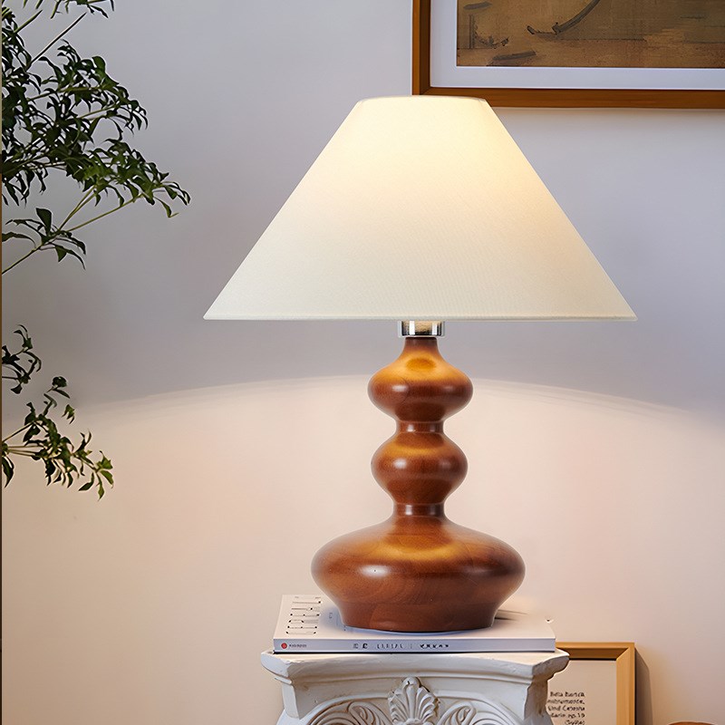 艺术温馨民宿实木台灯法式复古卧室新中式K侘寂风主卧床头灯装饰