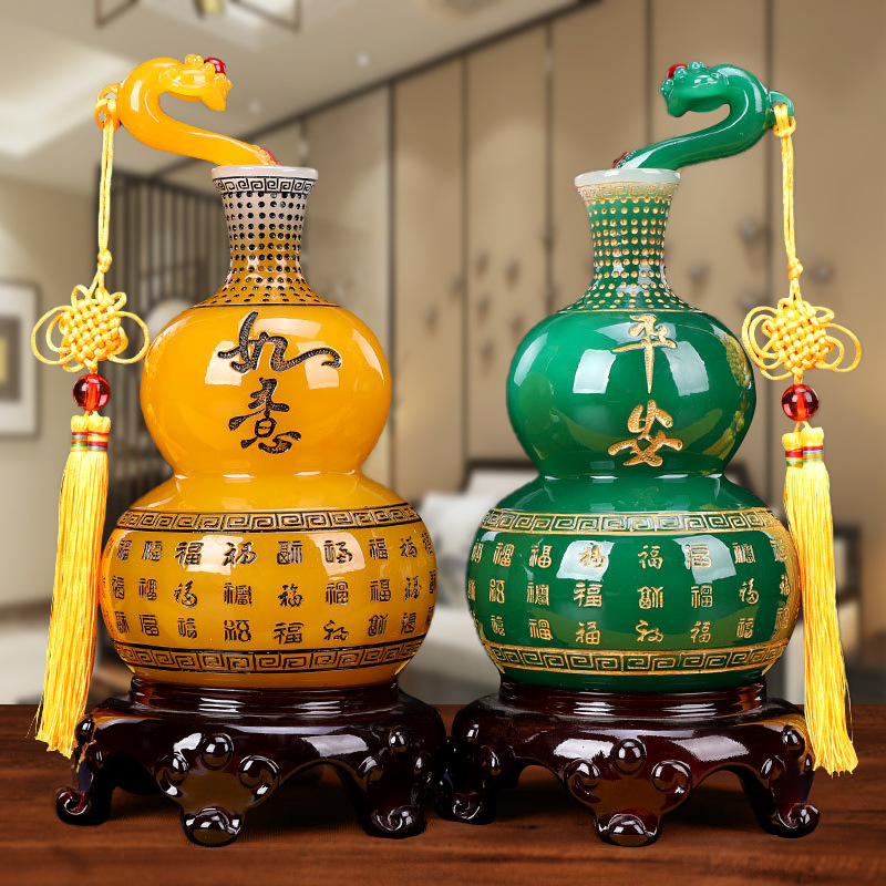 新中式福字葫芦树脂装饰品玄关客厅电视酒柜博古架花瓶Z艺术品摆