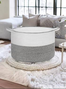 家用棉绳美式脏衣篮杂志置物纳篮脏衣篮篓收纳收筐篮子折叠编kj35