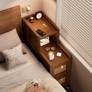 储床头柜一带抽小户型卧室地落床边收纳柜体现75306代简约移动物