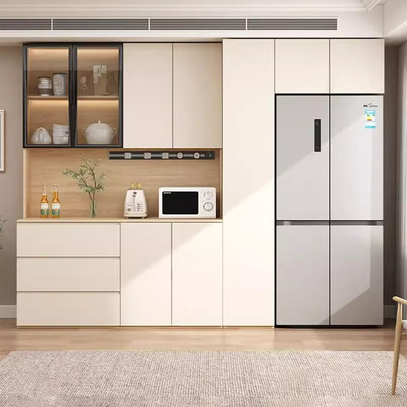 实木餐边柜一体靠墙高柜酒柜嵌入式冰箱柜大容量客厅储物茶水柜子