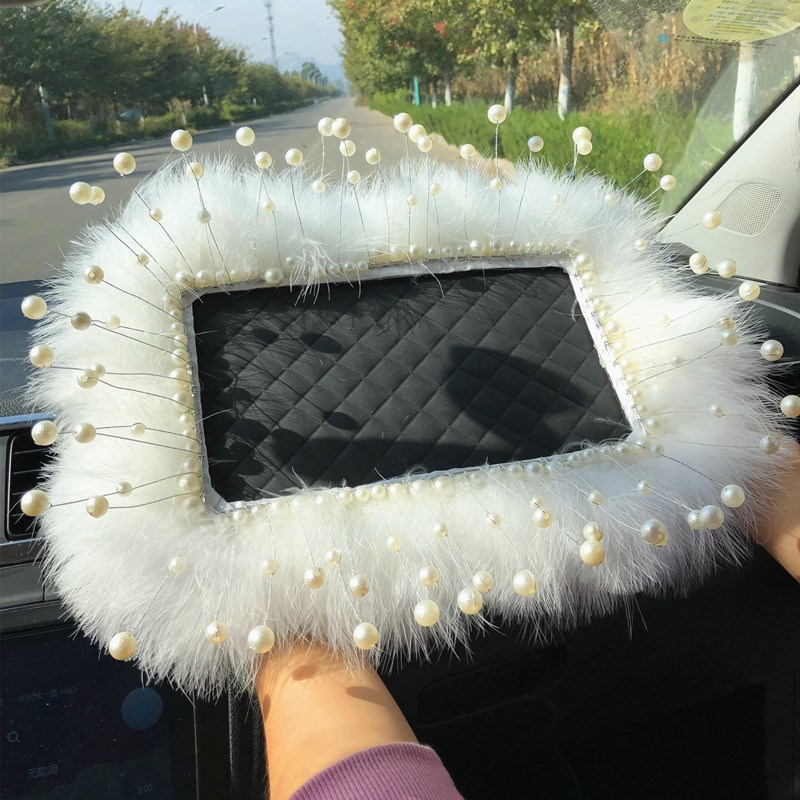 可爱漂亮羽毛汽车防滑垫车载摆件个性创意高档女神款X车内装饰用