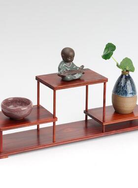 檀红木高低架古架多宝架紫砂壶BUP博茶壶花瓶架奇石石奇玉器底座