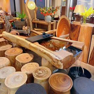 茶台茶桌体带流景水观泡茶桌办一公室家用大型原茶桌新中式MIO木