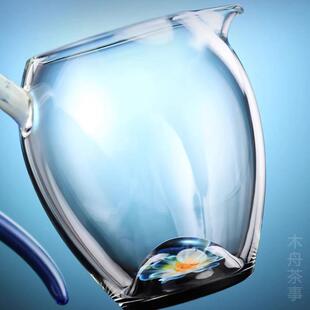 禾器公道杯菡韵怡然茶珠海高档分家用高硼玻硅耐热FPQ璃茶器带花