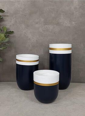 北欧圆直筒玻钢璃落地合花瓶花家居软装JY55161售楼处商组场景观