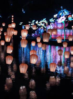 上孔明灯笼灯天幕笼游乐园水上公园湖户畔外防水古水TOL风装挂饰