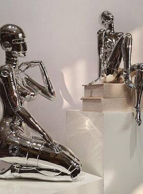 玄空山室基机械女神艺术雕塑QZ-A190电镀关饰办公电脑桌面科技感