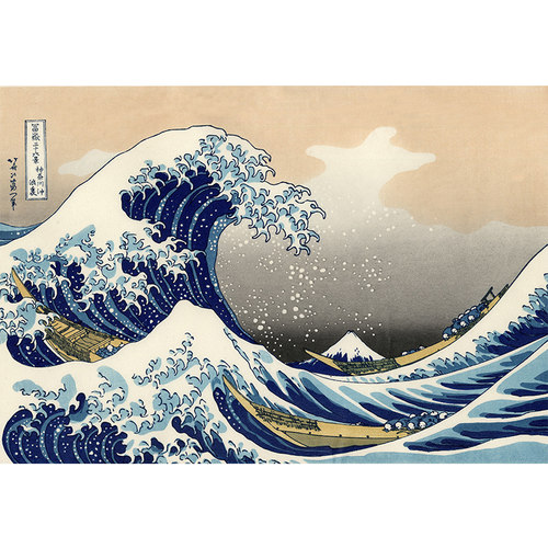 神奈川冲浪里浮世绘印刷挂画客厅卧室饭厅装景浪海沙发背景风饰画