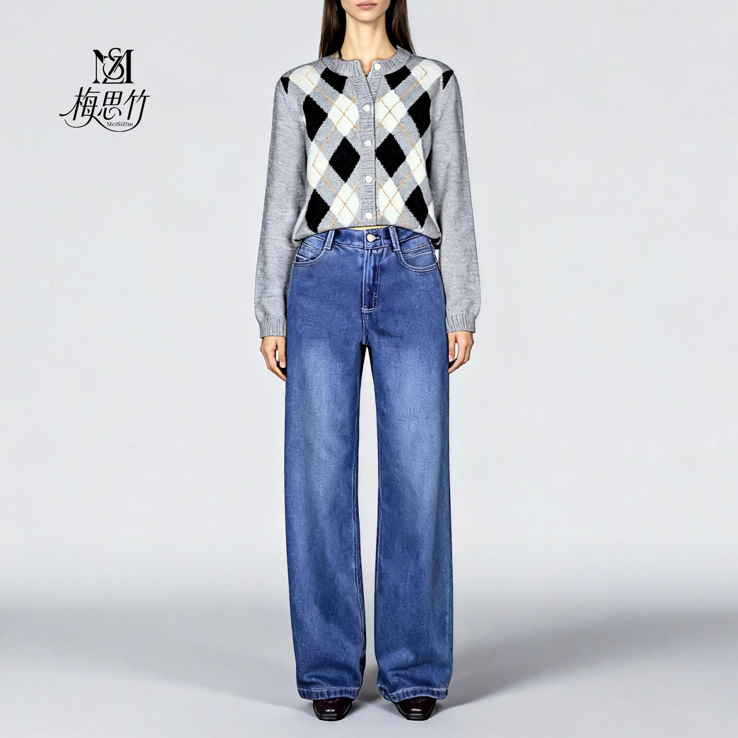 秋冬垂感蓝色牛仔裤女高腰宽松直筒加绒棉混纺显瘦百搭阔腿长裤,女装/女士精品,牛仔裤,淘宝优惠券,粉丝福利购,淘宝优惠卷