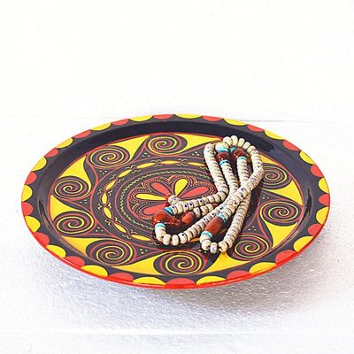 包邮四川凉山西昌民族特色工艺品昭觉彝族漆器手工艺品大号餐盘