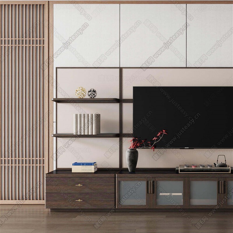 新中式实木客厅电视柜现代简约置物柜子地柜矮柜卧室储物柜影视柜