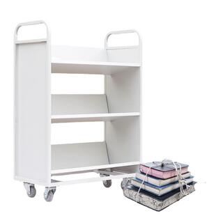 学校图书馆书车档案室二层三层小型平板移动手推车钢制步梯书梯