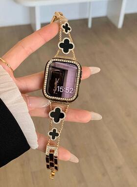 适用iwatch表带高级感小香风适用苹果s910se真皮金属applewatch11