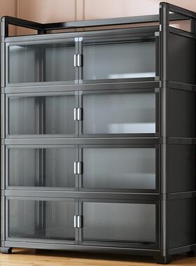 橱柜家用厨房置物闭架带门全封碗整理落XX832027地多层锅柜具盘防