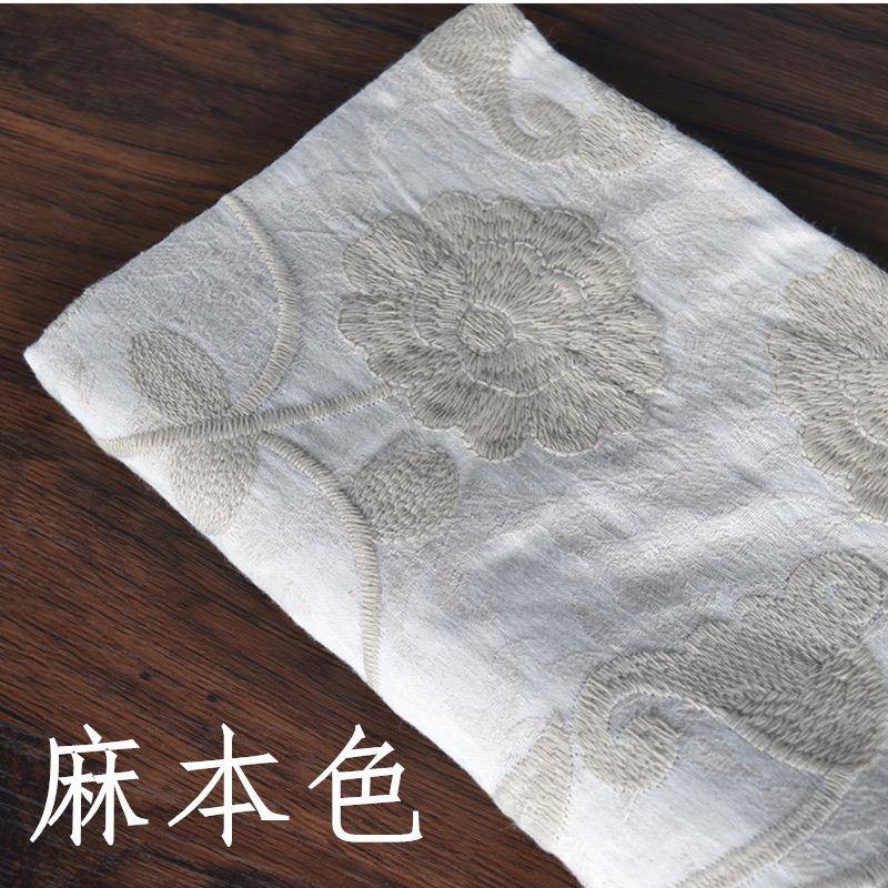秋冬高档棉麻布料重工32100绣立绣体花色亚麻提花布服纯装面料刺