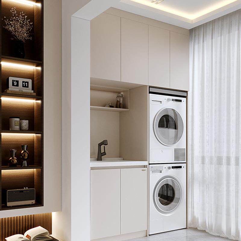 侣阳台柜洗衣机烘干机组柜合柜双机叠放套装洗机柜伴一体蜂VTV窝
