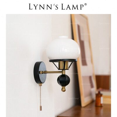 Lynn's立意 复古花瓶壁灯 床头卧室中古实木背景墙阳台过道玻璃灯