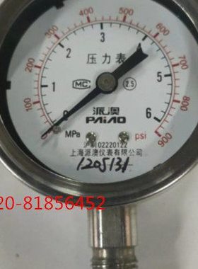 派澳全不锈钢压力表YTN-60- 6MPA YN60-6MPA 900PSI 绍兴 剑龙