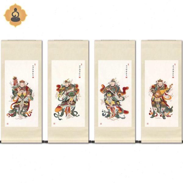 工笔人物国画四大天王金刚菩萨画像玄关书房中式画轴挂画卷轴画框,家居饰品,国画,淘宝优惠券,粉丝福利购,淘宝优惠卷