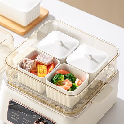 家用电炖锅专用方形炖盅蒸碗蒸y蛋电蒸箱碗带盖陶瓷瓦罐隔水炖蒸