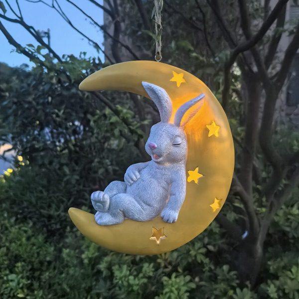 可爱兔子月亮太阳能挂件户外花园庭院树挂阳台管道幼儿园装饰摆件,家居饰品,户外/庭院摆件,淘宝优惠券,粉丝福利购,淘宝优惠卷