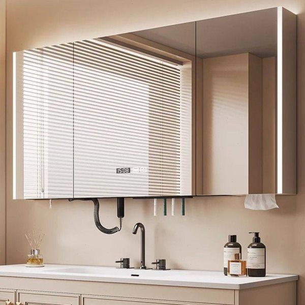 带镜灯多功能浴室镜柜智能梳妆镜普通镜柜独智能镜柜发光全封闭,家装主材,智能浴室镜,淘宝优惠券,粉丝福利购,淘宝优惠卷