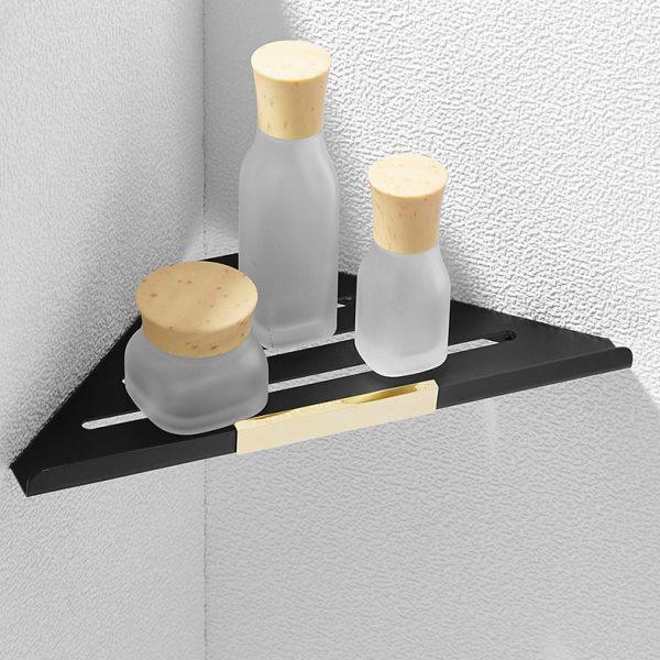 免打孔浴室黑金三角置物架洗手间厕所壁挂收纳架卫生间转角置物架,收纳整理,化妆品收纳架,淘宝优惠券,粉丝福利购,淘宝优惠卷