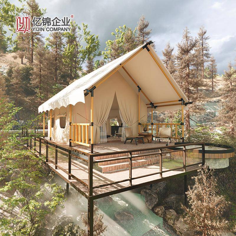野奢酒店帐篷民宿度假温泉旅游小镇户外露营帐篷酒店住宿人字顶篷