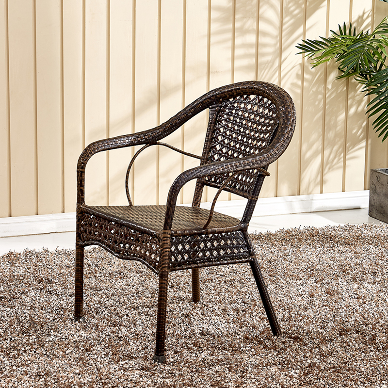 餐椅洽谈椅子咖啡厅家用办公现代休闲吧腾编扶手椅子藤椅单人靠背