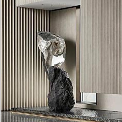 酒店售楼处玻璃钢仿真石头雕塑商业中心石头造型落地艺术装置摆件