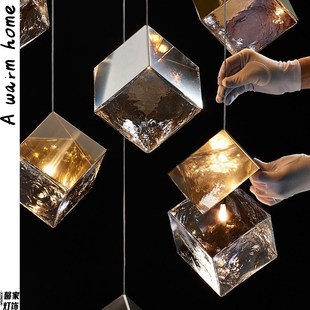 设计师楼梯吊灯挑空复式楼灯具loft创意冰块床头橱窗餐厅吧台吊灯