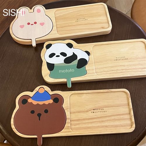 四时有梨 动物派对木质托盘甜品盘卡通小吃餐盘咖啡