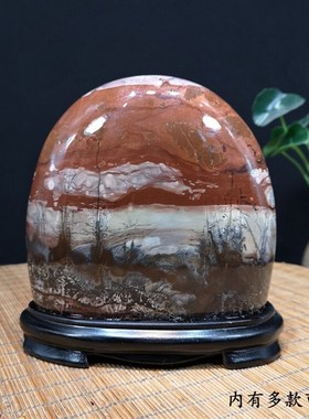 饰石草花石天然原石 国画屏石风画面观赏景观玉石 家居装奇摆件