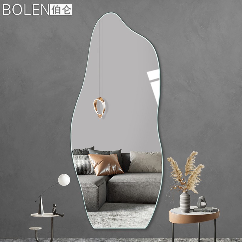 穿衣镜壁挂试衣镜子全身贴墙自粘家用免打孔无框ins风装饰异形镜