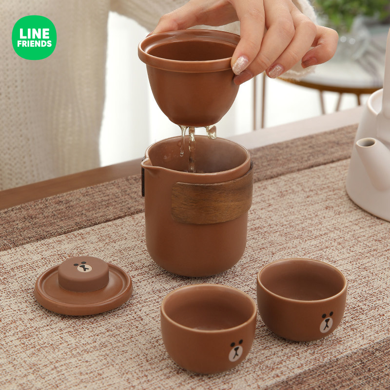 LINE陶瓷便携式旅行茶具套装包冲泡茶壶功夫茶杯高端分茶器公道杯