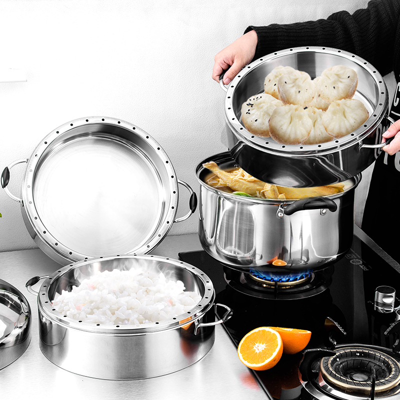 德国蒸锅不锈钢节能不串味加厚家用3多层无孔4蒸笼蒸饭电磁燃气通