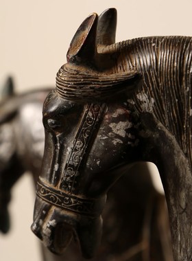 复古做旧纯铜马到成功家居装饰摆件生肖骏马奔马站立铜马超值